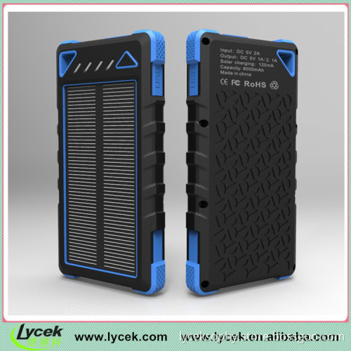 8000mah waterproof solar power bank,solar cellphone charger